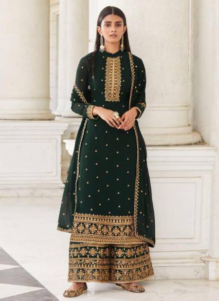 Green Colour AASHIRWAD PANKHUDI Festive Wear Real Georgette With Heavy Embroidery Work Salwar Suit Collection 8456